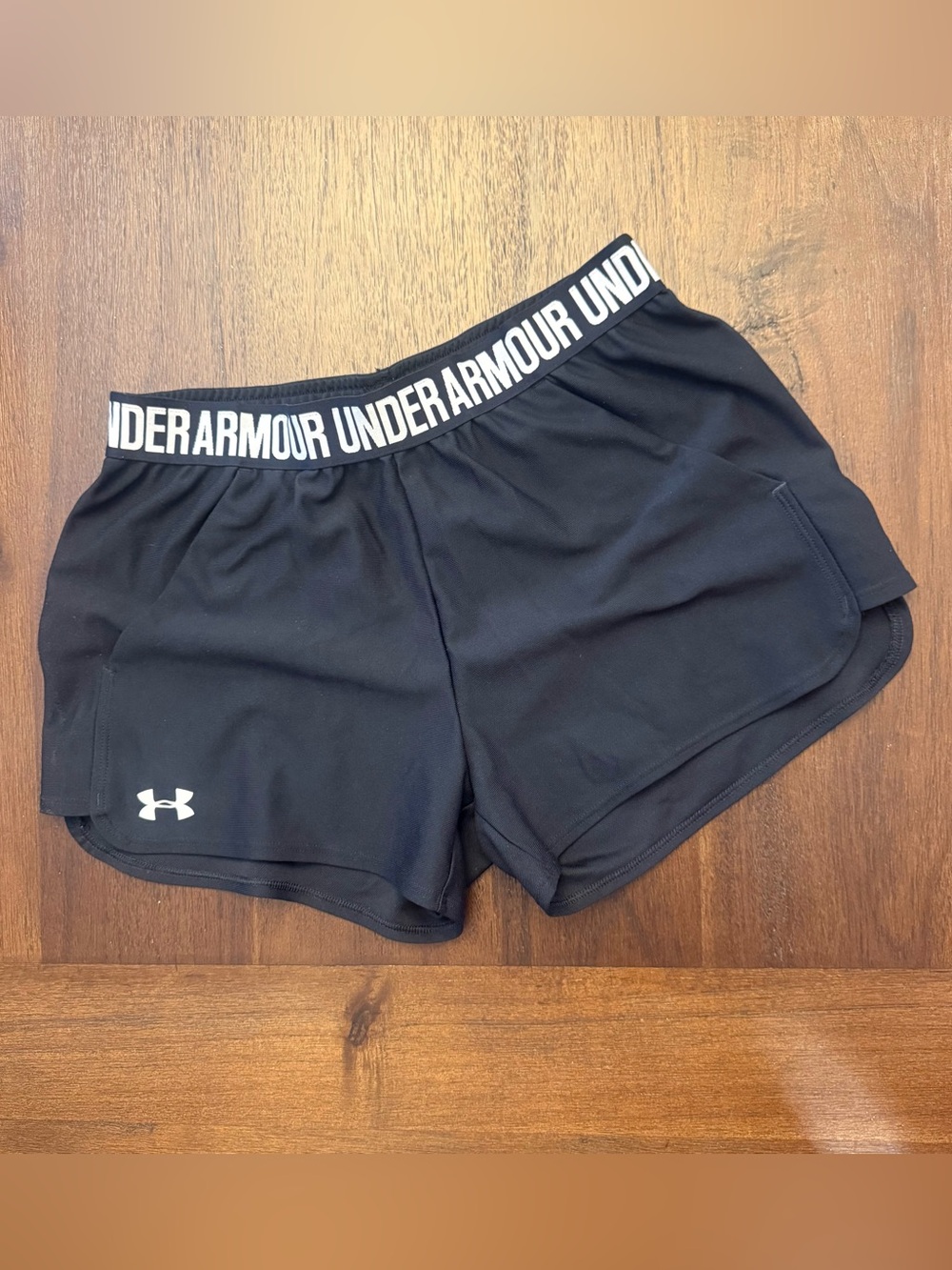 Under Armour Women's Black Athletic Shorts with Branded Waistband